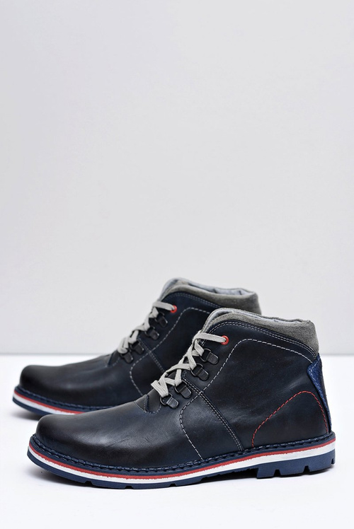 Navy Blue Men's Leather Warmed Teslo Boots