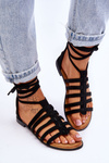 Women's Suede Roman Sandals Black Sempre
