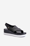 Zazoo 40256 Leather Wedge Sandals Black