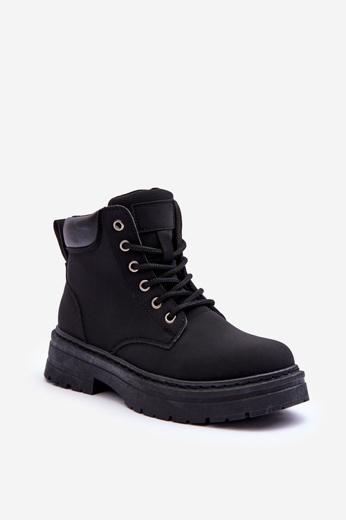 Women's Furry-Lined Lace-Up Boots Black Corbin