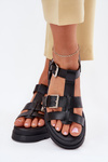 Eco Leather Women's Sandals With Buckles Black Mireza