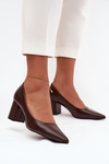Chunky Heel Shoes With Pointed Toes Chocolate Ryvessa