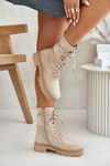 Women's Work Boots With Zipper Made Of Eco Suede Beige Savalann