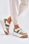 Womens Sneakers On Chunky Platform Animal Print Beige Telanila