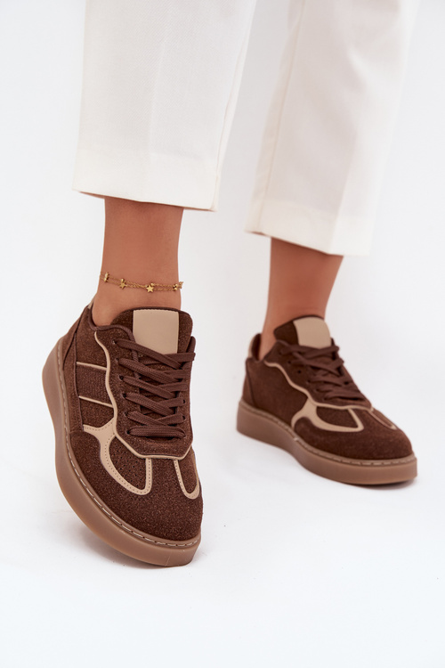 Damskie Sneakersy Niskie Brązowe Brenelle