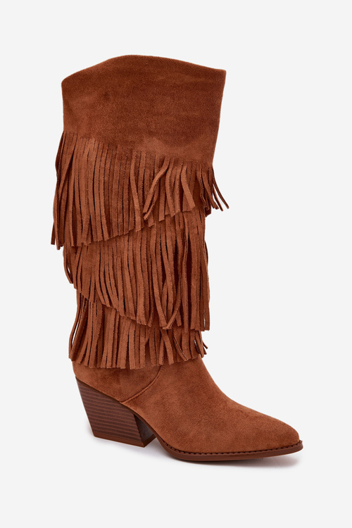 Insulated Cowboy Boots Women's With Fringes Camel Brivina