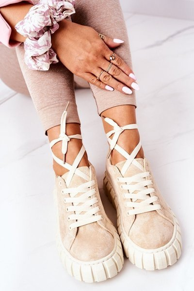 Suede Sneakers On A Platform Beige Whatever