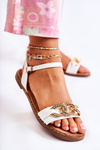 Women's Sandals On Flat Heels With A Chain White Minevra