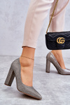 Shiny Pumps On Heel Silver-Gold Elmira