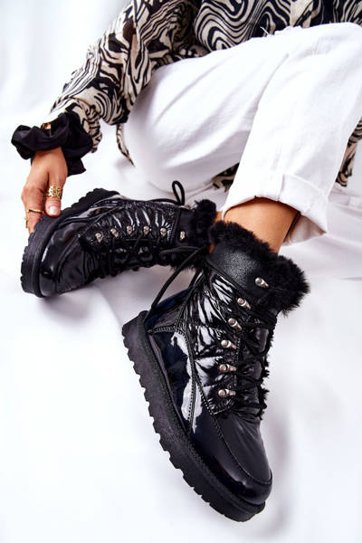 High Snow Boots Fleece-Lined Black Sneezy