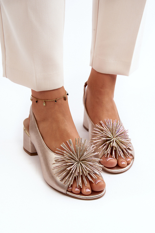 Leather Sandals with Ornament Laura Messi 2719 Gold