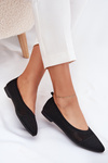 Black Eco-Suede Ballerina Flats with Buckle Anlofi