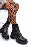 Elastic-Upper Lace-Up Boots Black Kasseis