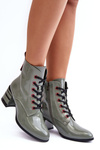 Lacquered Lace-Up Boots on Heel MR870-15 SBarski MR870-15 Light Gray
