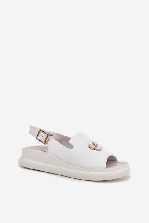 Damskie Sandały Skóra Naturalna Ozdoba Białe Vinceza 66757