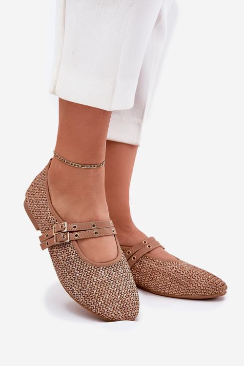 Baleriny Z Paskami I Plecionką Khaki Partheda