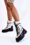 Women's Laced Snow Boots Vinceza 23-34586 Black and White