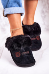Women's Home Slippers With Fur Black Teddy