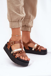 Womens sandals with straps on platform Camel Gallari