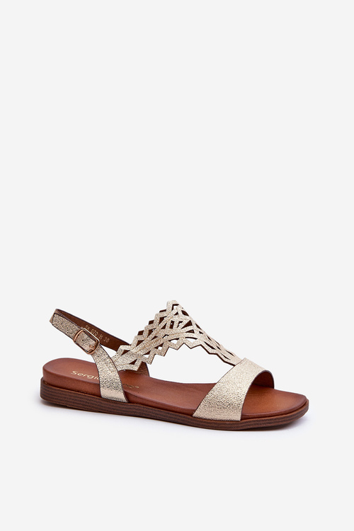 Damskie Płaskie Sandały Sergio Leone Złote SK070H