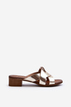 Zazoo 40236 Leather Women's Mules with Low Heel Gold