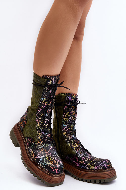 Botki Workery Damskie Skóra Maciejka Multikolor 06203-09