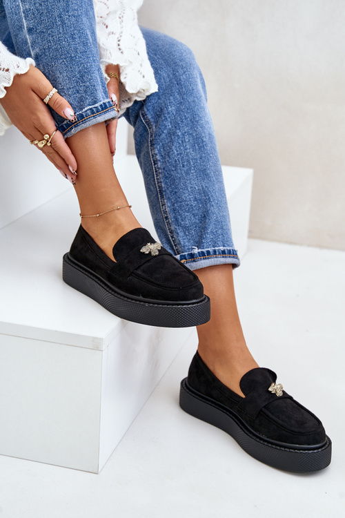 Women's Platform Moccasins Black Erithine
