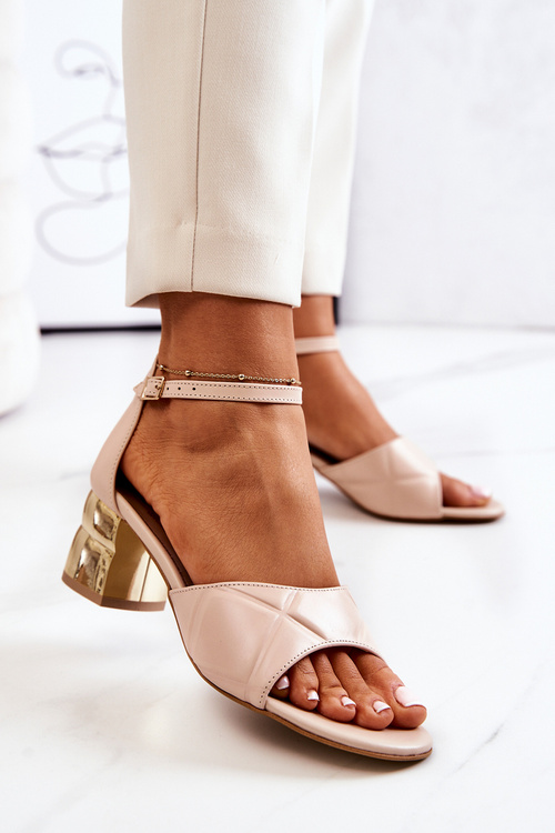 Leather Stiletto Sandals Lewski 3027 Beige
