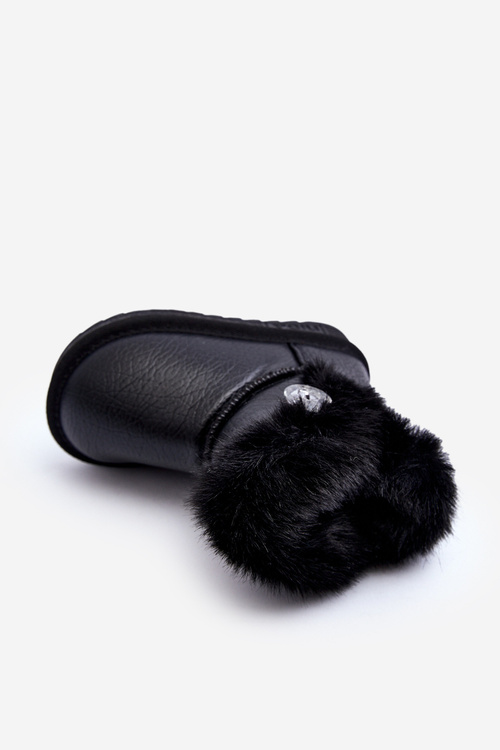 Lined Snow Boots with Fur Black Bessie