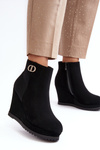 Women's Wedge Boots With Small Decoration Black Bertolina