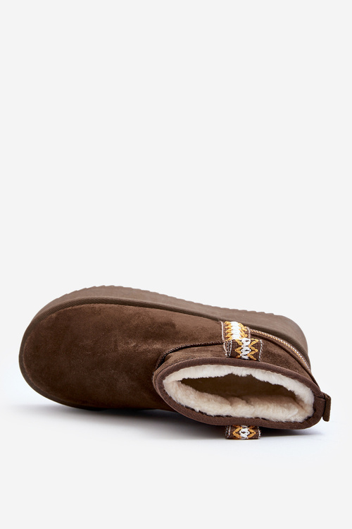 Śniegowce Damskie Na Platformie Ze Wzorem Ciemnozielone Udra UA-1833