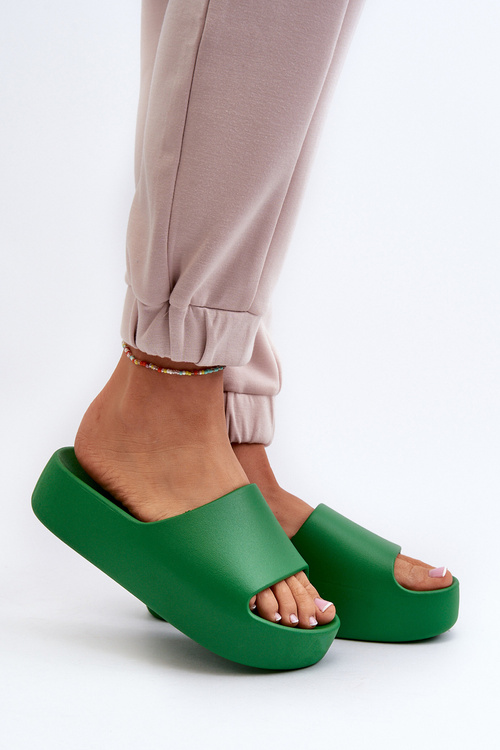 Women's Thick Sole Beige Slides Oreithano