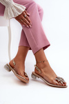 Transparent Sandals With Low Heel And Gold Decoration D&A MR38-383