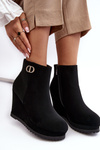Women's Wedge Boots With Small Decoration Black Bertolina