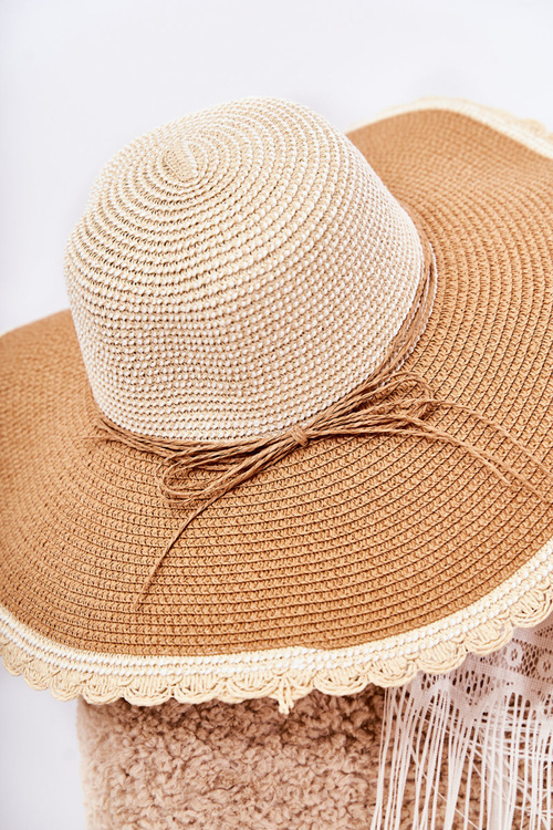 Women's hat with a belt Beige-brown Klara