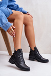 Low Insulated Ankle Boots with Zipper and Decoration Black Nevalia