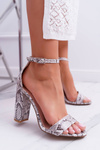 Grey Pures Serpent Leather Stiletto Sandals