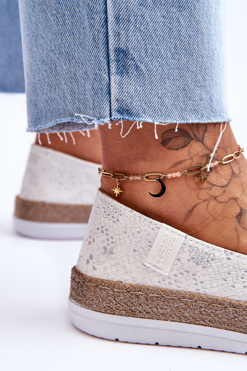Espadryle Mokasyny Skóra Biały Big Star LL276004