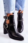 Women's Boots On A Heel With Studs Black Kelin