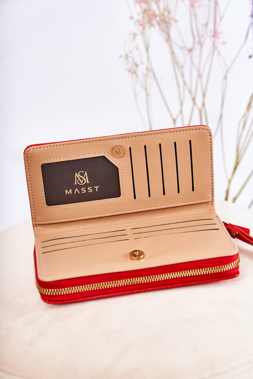 Women's Large Wallet With Ornament Red Fabio