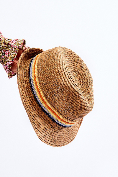 Classic Children's Hat With Colored Stripes Beige