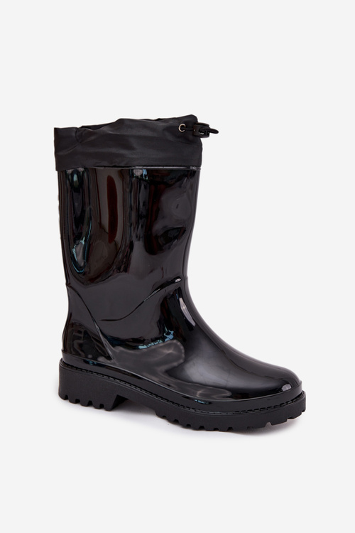 Women's Rain Boots With Drawstring Black Kessia