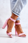 Suede High Heels Sandals Pink Jacqueline 
