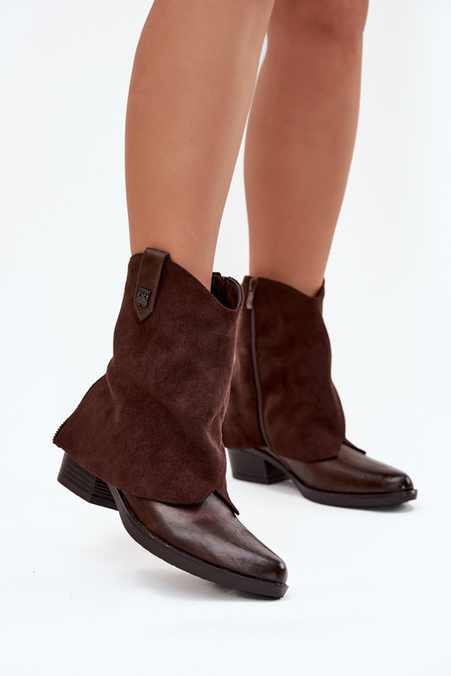 Insulated Cowboy Boots High Heels Chocolate Sylvette