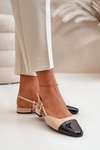 Patent Leather Ballerinas On Low Heel With Open Heel Beige Kairael