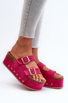 Women's Platform Sandals with Buckles Fuchsia Cremila