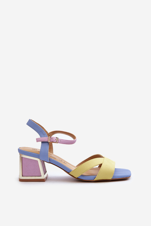 Sandały Pastelowe Damskie Żółte Na Obcasie D&A CR482