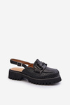 Women's Flat Heel Sandals with Decoration Black D&A MR38-656