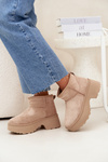 Women's Low Slip-On Snow Boots Lined With Fur Khaki Mavelle