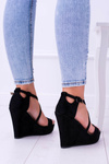 Women's Black Suede Anchor Sandals Eline